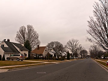 streetscape in Levittown, New York