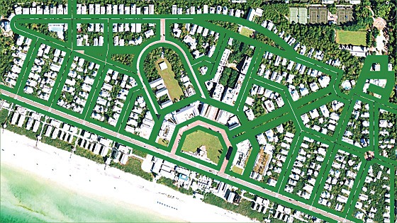 Seaside plan showing full-value street frontages