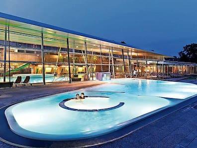In the Spreewaldtherme, a thermal brine bath, the thermal water is extracted from 1,350 meters deep.