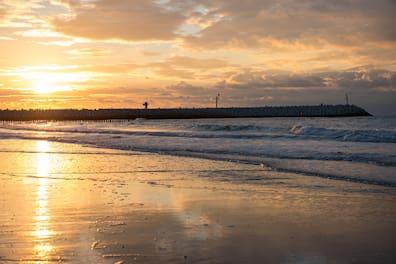 Sunset in Cadzand-Bad: The beach lies right on the Belgian border.