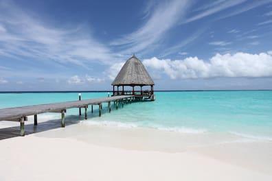 Angaga in the southern part of the Ari Atoll is considered an affordable island in the Maldives.
