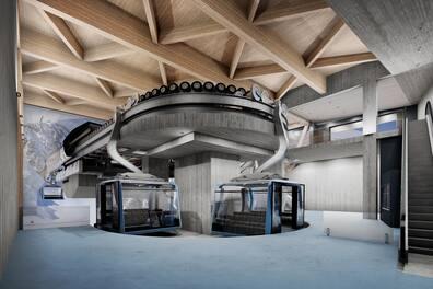 This is how the Matterhorn Glacier Ride II valley station looks inside.