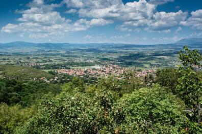 A panoramic view over the Serbian town of Sokobanja.