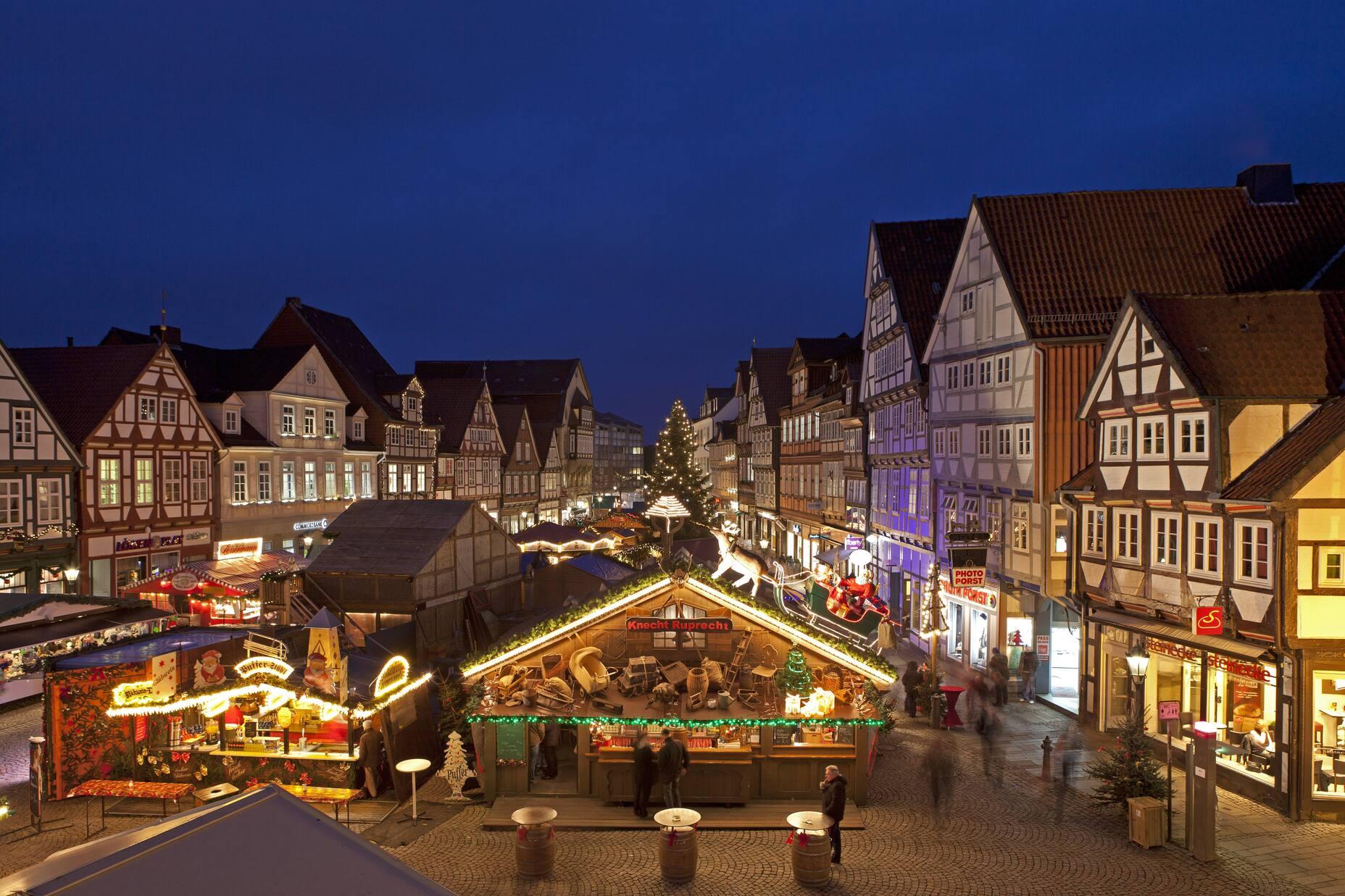 The Christmas market in Celle is nestled in the town's half-timbered charm.