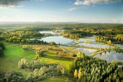 View from the Himmelsleiter Bridge over the land of a thousand ponds near Tirschenreuth.