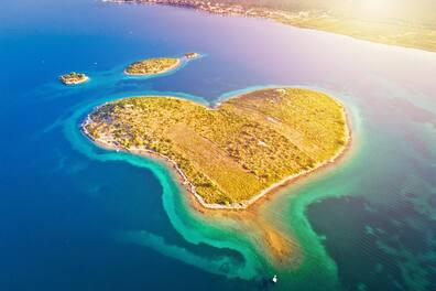 The picturesque heart-shaped Galešnjak island.