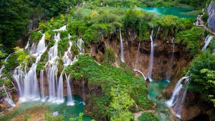 The Plitvice Lakes, here the main waterfalls, are a true natural wonder in Croatia