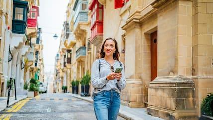 Tourist walking through Malta