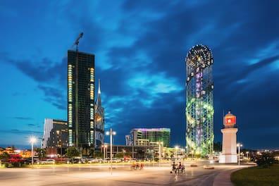 The skyline of Batumi in Georgia is reminiscent of that of Las Vegas in the USA, especially at night.