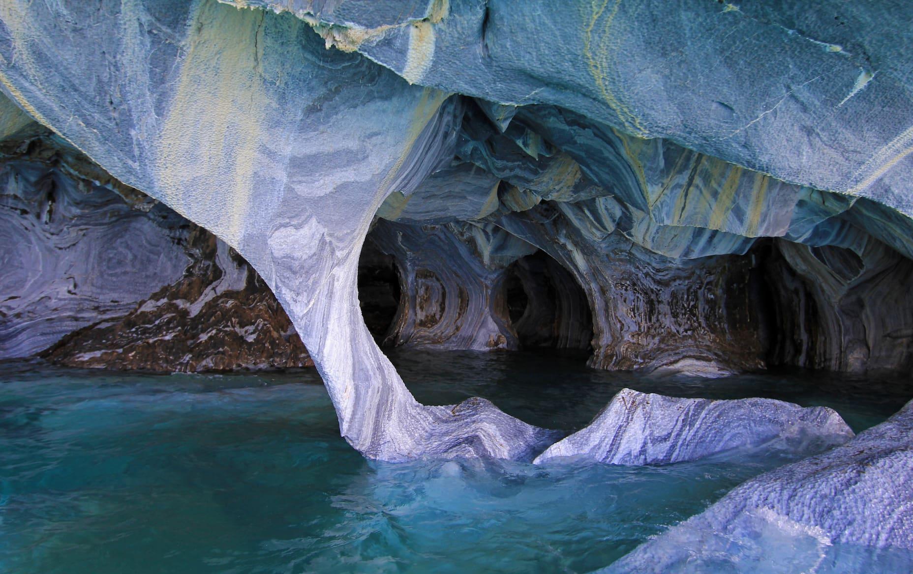 The Marble Cathedral can easily be reached by boat from the small town of Puerto Tranquilo.