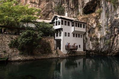 The Dervish Monastery of Blagaj (Tekija) stands directly at the Buna spring