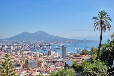 View from Naples of Mount Vesuvius.