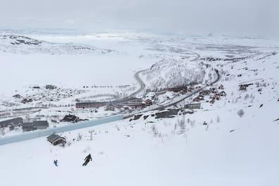 View over the Riksgränsen ski area in northern Sweden