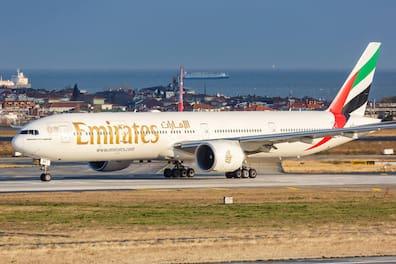 A Boeing 777-300ER of Emirates with the registration A6-ENP at Istanbul Atatürk Airport IST in Turkey.