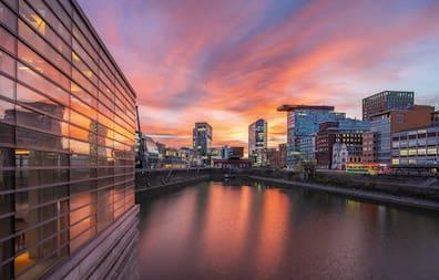 Futuristic: The modern buildings in the Media Harbor of Düsseldorf.