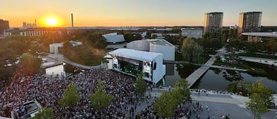 Whether celebrating in the front row with the crowd or relaxing on one of the grassy hills nearby, you have a great view of the Lagoon Stage from many spots.