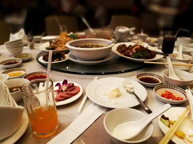 Food leftovers on a table.