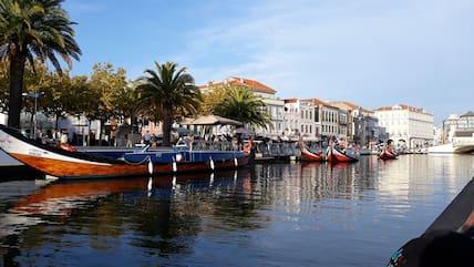 No, this is not Venice. These gondolas are floating on a canal in Aveiro, Portugal.