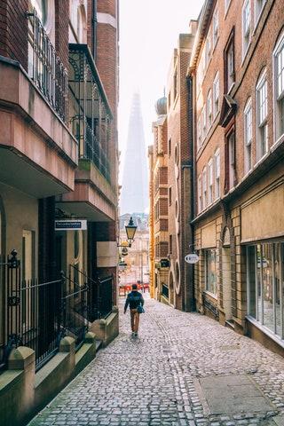 Lovat Lane located in the City of London is a great spot for a perspective of the Shard. The foreground is a narrow lane...