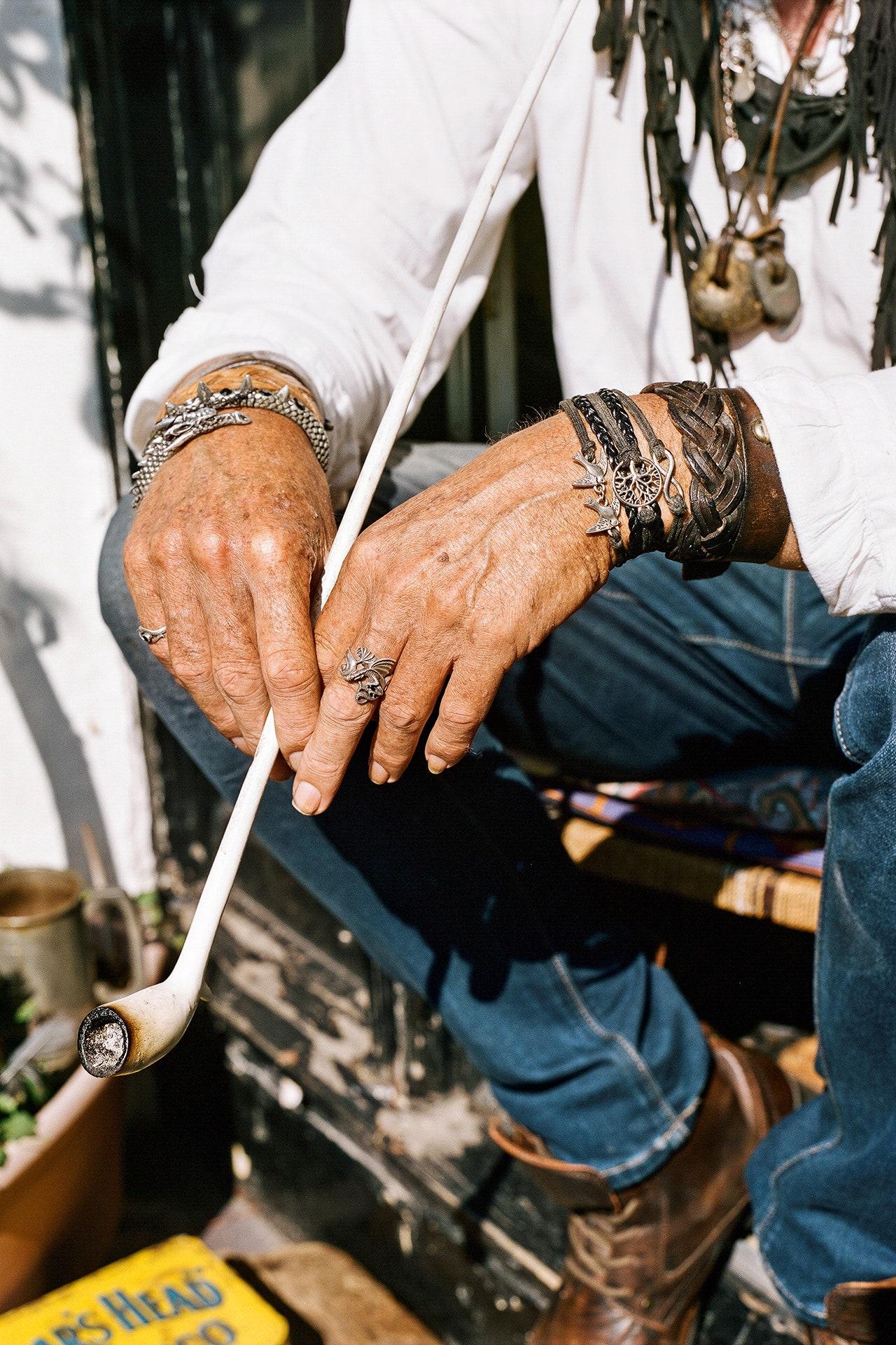 A local holding a pipe North Wales